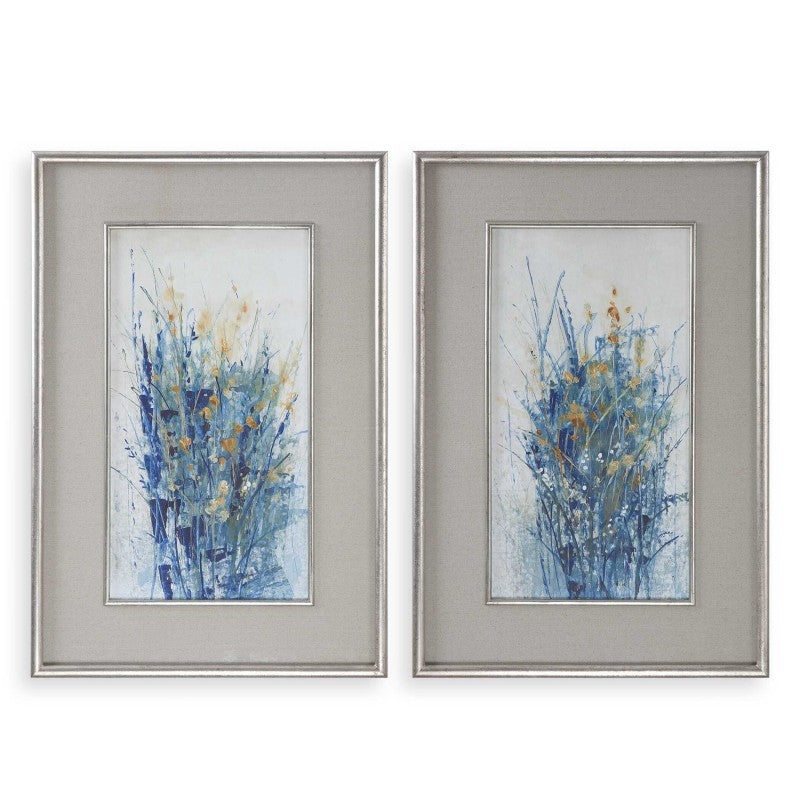 Indigo Florals - Framed Art (Set of 2) - Blue