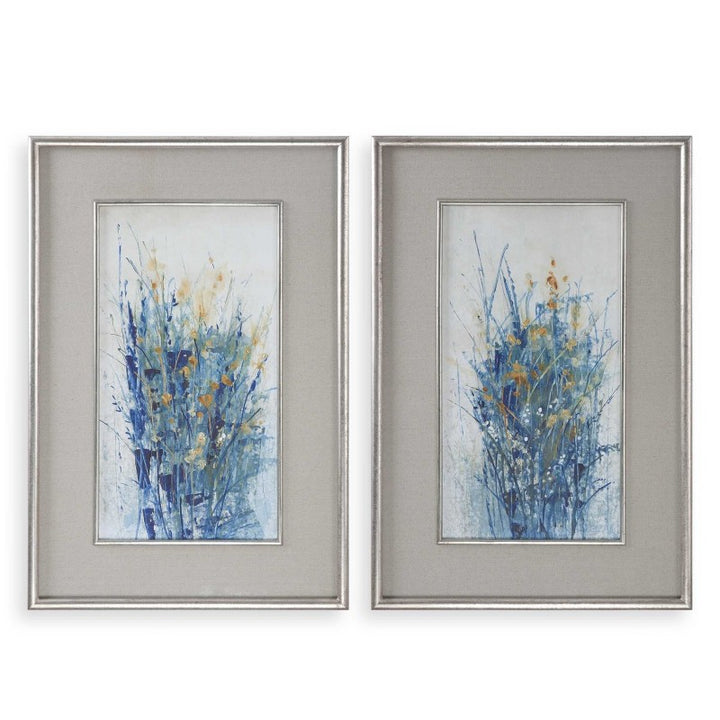 Indigo Florals - Framed Art (Set of 2) - Blue