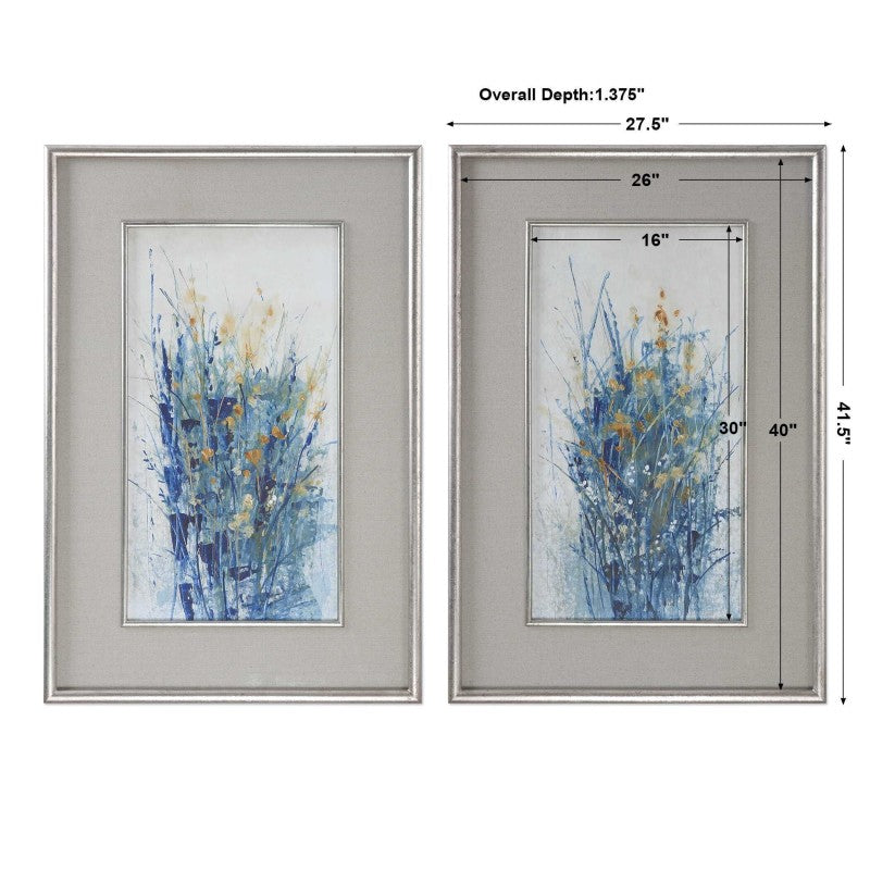 Indigo Florals - Framed Art (Set of 2) - Blue