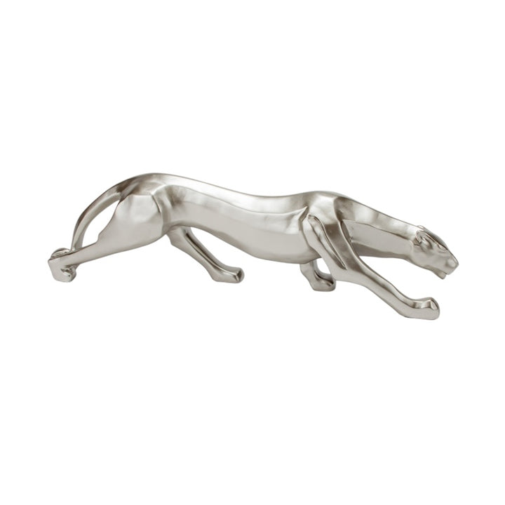 Silver Leopard Sculpture