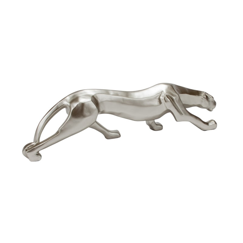 Silver Leopard Sculpture