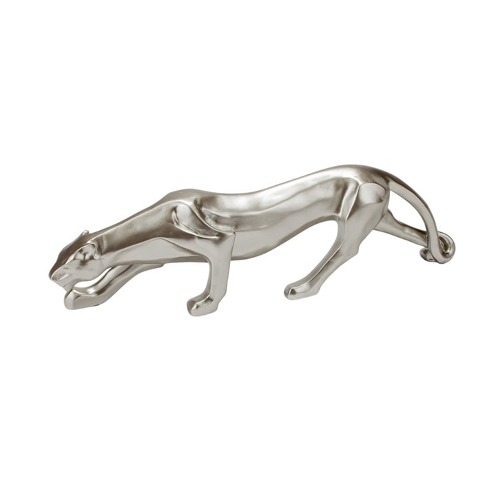 Silver Leopard Sculpture