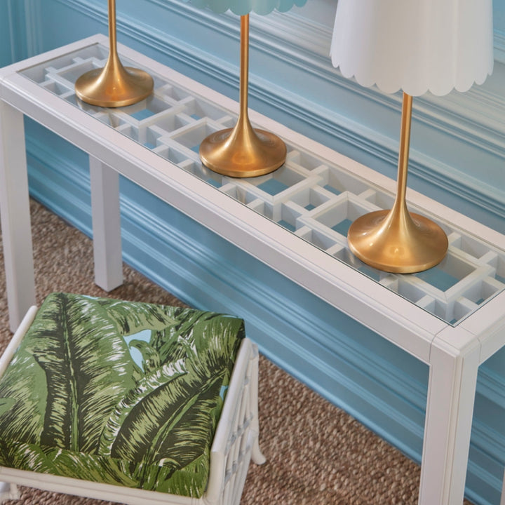 Wild Palm Ottoman - White