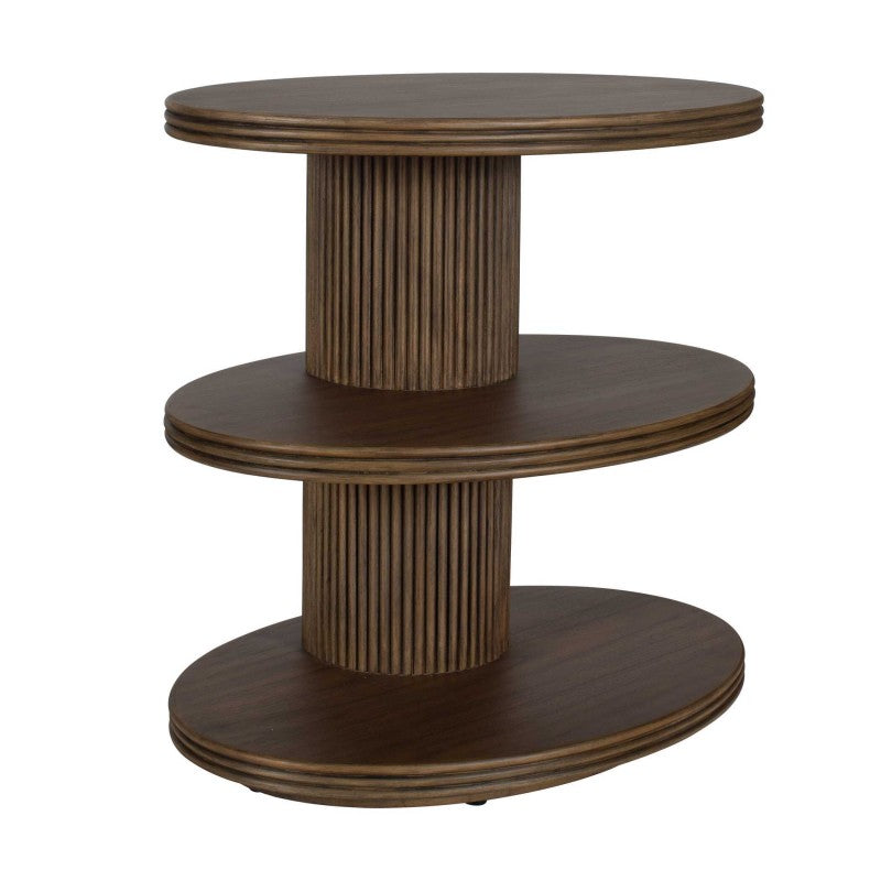 Top - Tier Oval Walnut Side Table - Woodtone