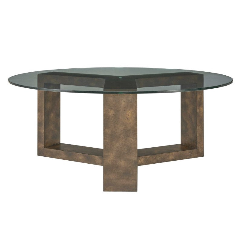 Ignis - Round Glass Coffee Table - Brown / Woodtone