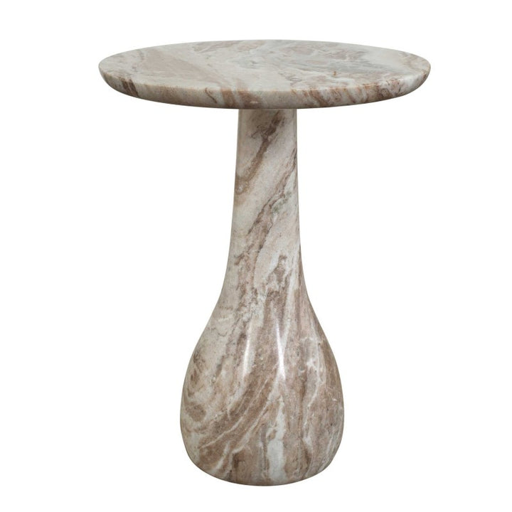 Shura - Indoor-Outdoor Marble Accent Table - Brown / White