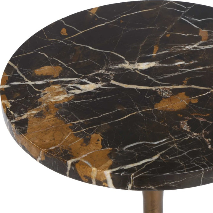 Karnes - Dark Marble Drink Table - Black / Bronze / Brown