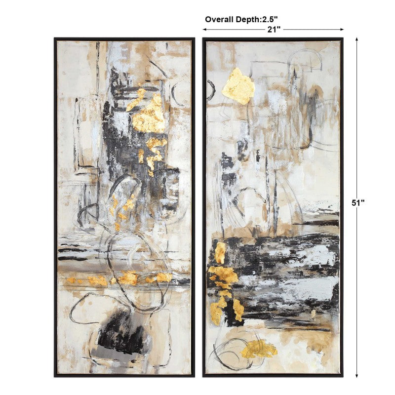 Life Scenes - Abstract Art (Set of 2) - Beige