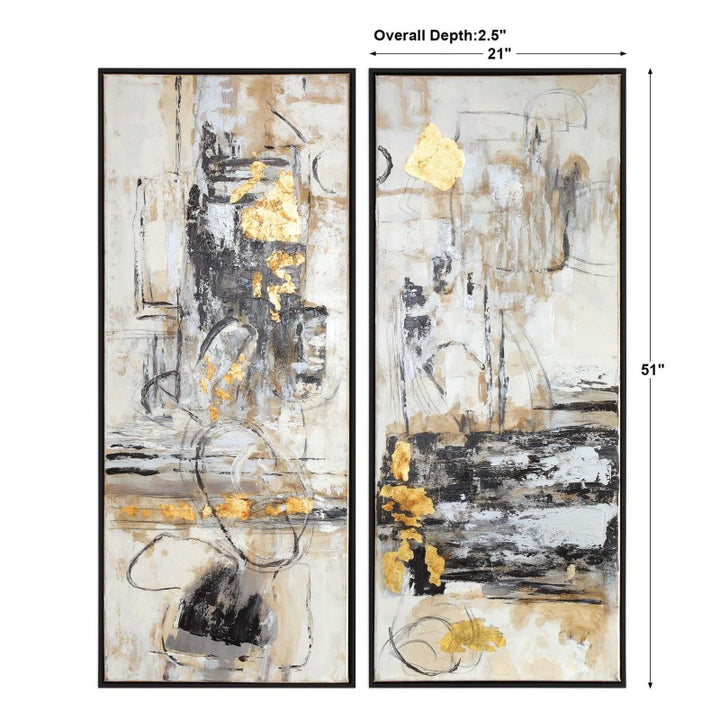 Life Scenes - Abstract Art (Set of 2) - Beige