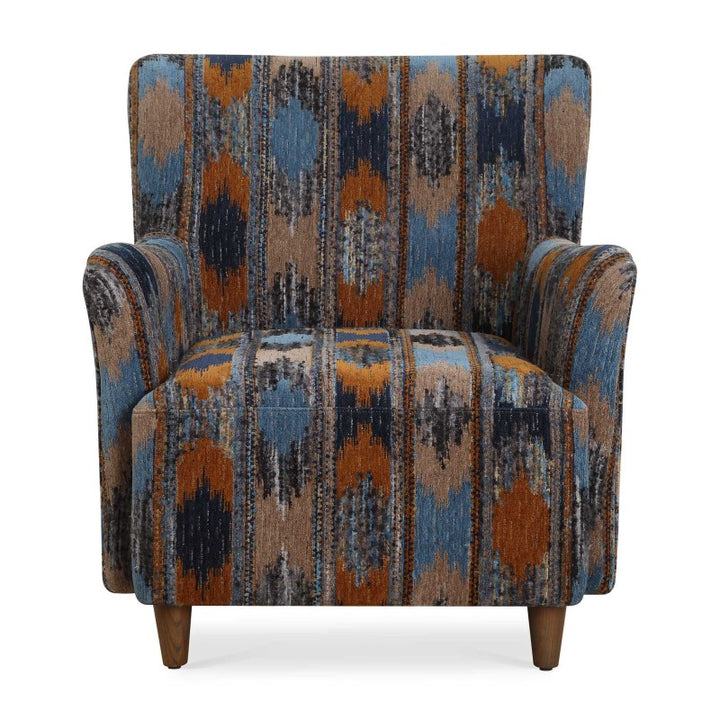 Lainey - Upholstered Ikat Armchair - Blue / Brown / Orange