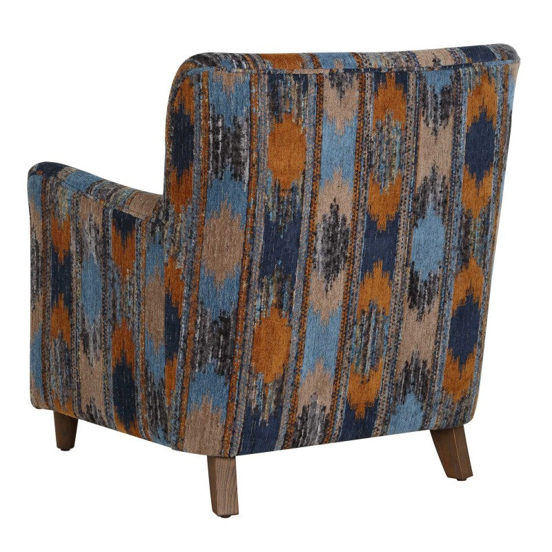 Lainey - Upholstered Ikat Armchair - Blue / Brown / Orange