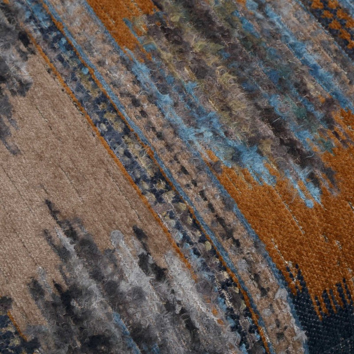 Lainey - Upholstered Ikat Armchair - Blue / Brown / Orange