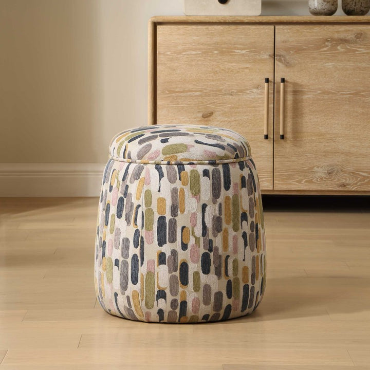 Arem - Upholstered Multi-Color Ottoman - Gray / Pink / White / Yellow