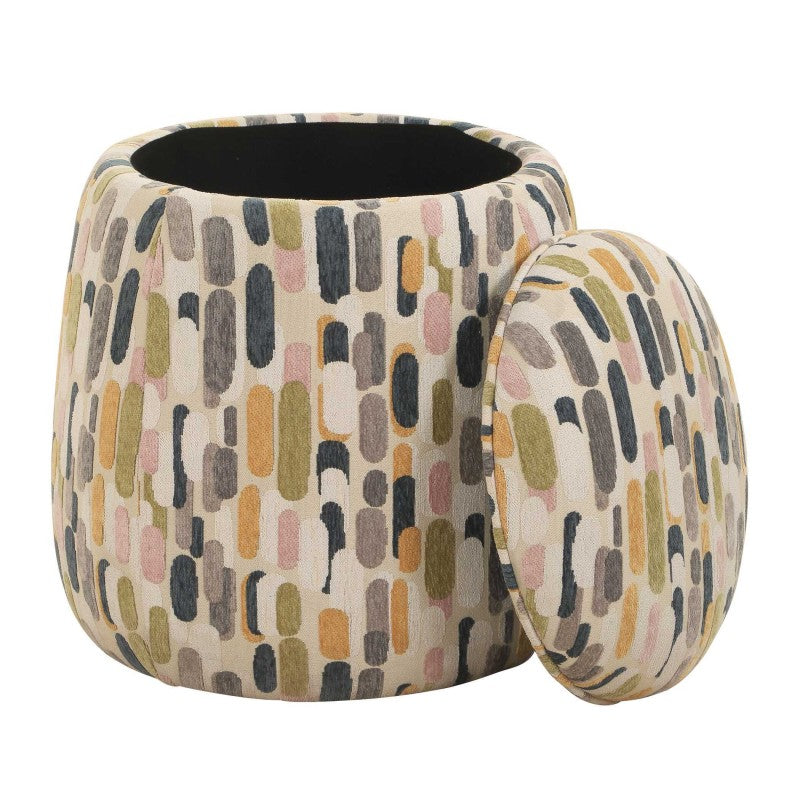 Arem - Upholstered Multi-Color Ottoman - Gray / Pink / White / Yellow