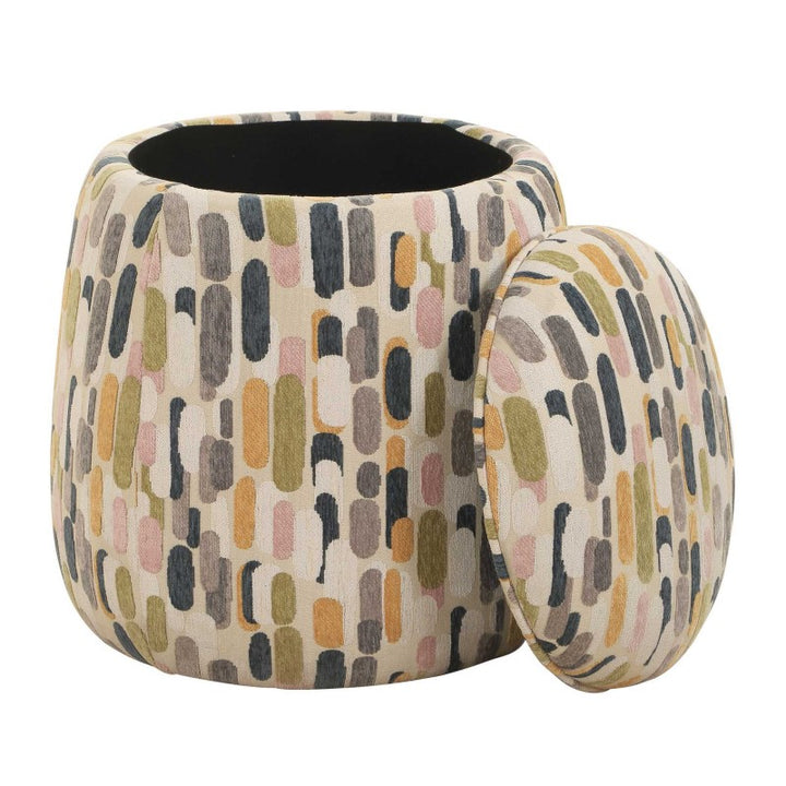 Arem - Upholstered Multi-Color Ottoman - Gray / Pink / White / Yellow