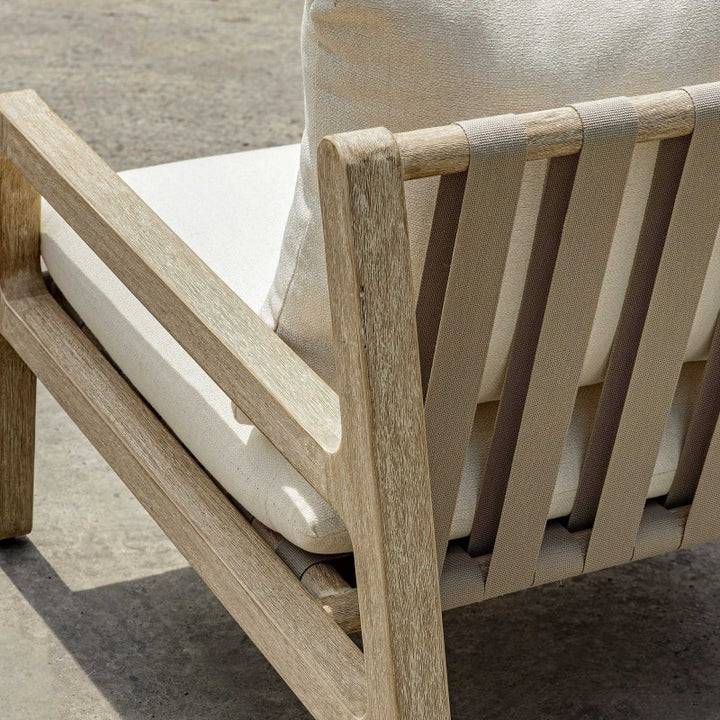 Strapped - Outdoor Lounge Chair - Light Brown / Pearl Silver