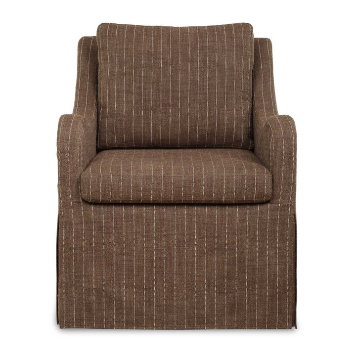 Luisa - Pinstripe Swivel Chair - Brown
