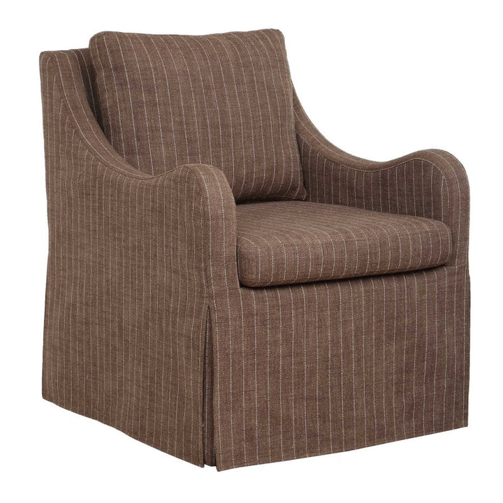 Luisa - Pinstripe Swivel Chair - Brown