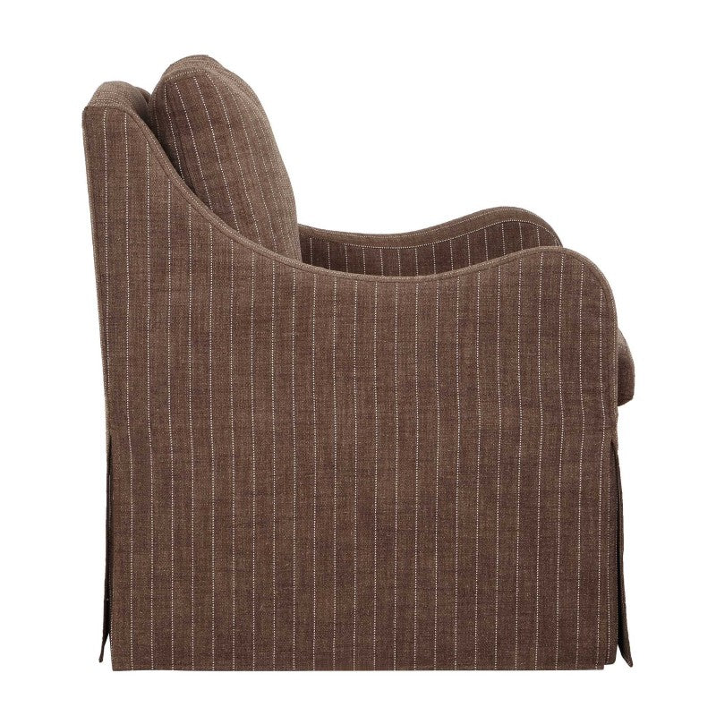 Luisa - Pinstripe Swivel Chair - Brown