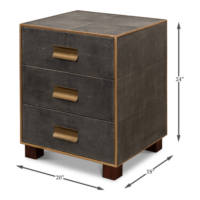 Gideon Shagreen 3 Drawer Side Table