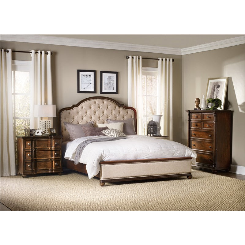 Leesburg - California King Upholstered Bed With Wood Rails - Dark Brown