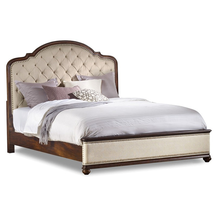 Leesburg - California King Upholstered Bed With Wood Rails - Dark Brown