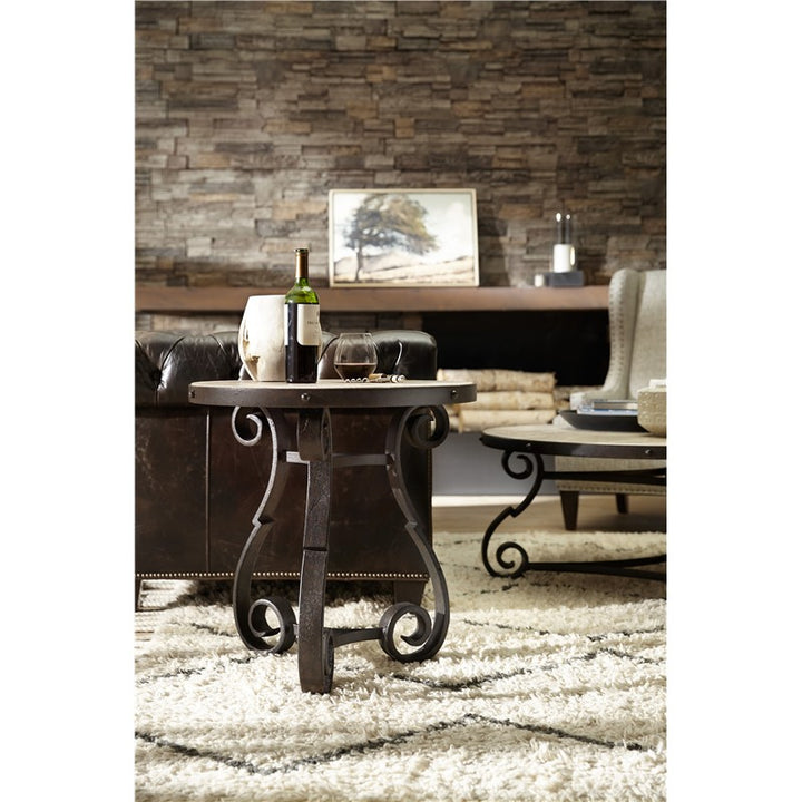 Hill Country - Luckenbach Metal And Stone End Table