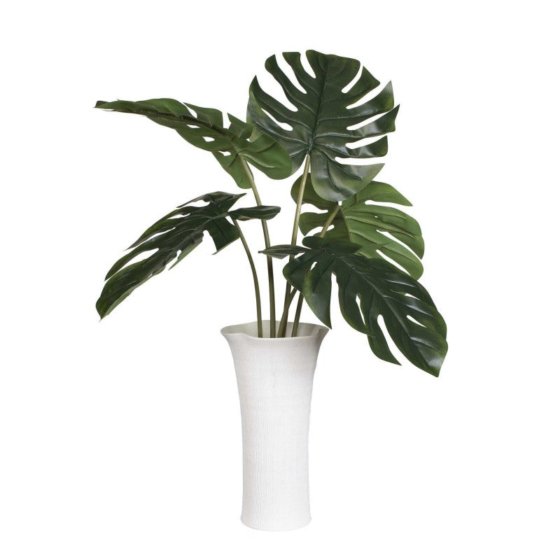 Muse - Monstera Vase Centerpiece - Green / White