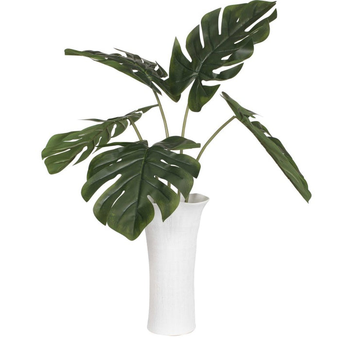Muse - Monstera Vase Centerpiece - Green / White