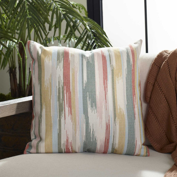 Transformation - Garden Outdoor Pillow - Green / Pink / White / Yellow