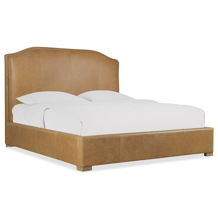 Driftwood - King Leather Upholstered Bed - Light Brown