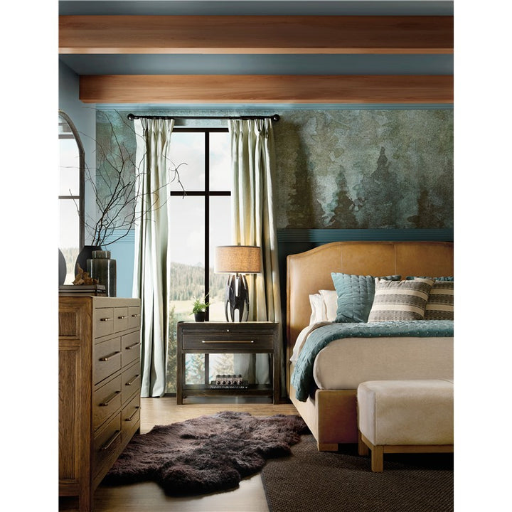 Driftwood - King Leather Upholstered Bed - Light Brown