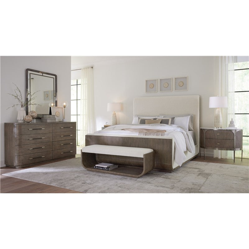 Modern Mood - California King Upholstered Panel Bed - Dark Brown