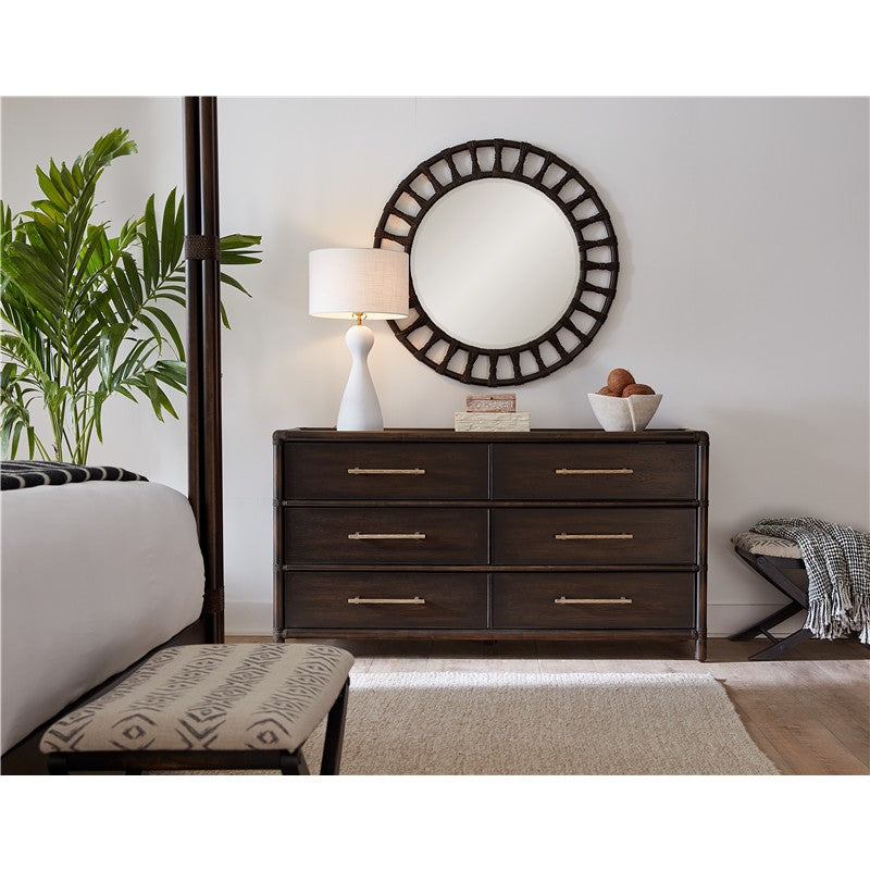 Retreat - Pole Rattan Accent Mirror - Black