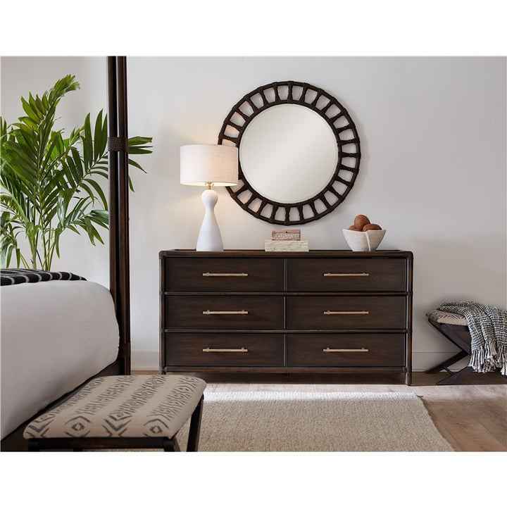 Retreat - Pole Rattan Accent Mirror - Black