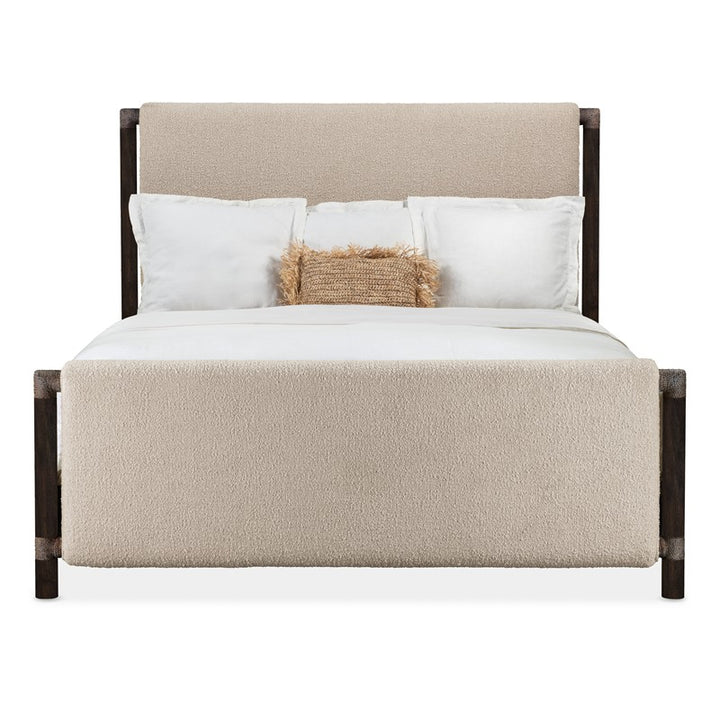 Retreat - Queen Upholstered Panel Bed - Dark Brown