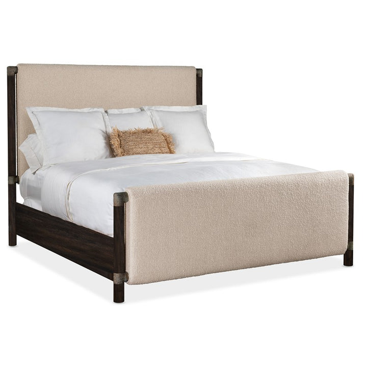 Retreat - Queen Upholstered Panel Bed - Dark Brown