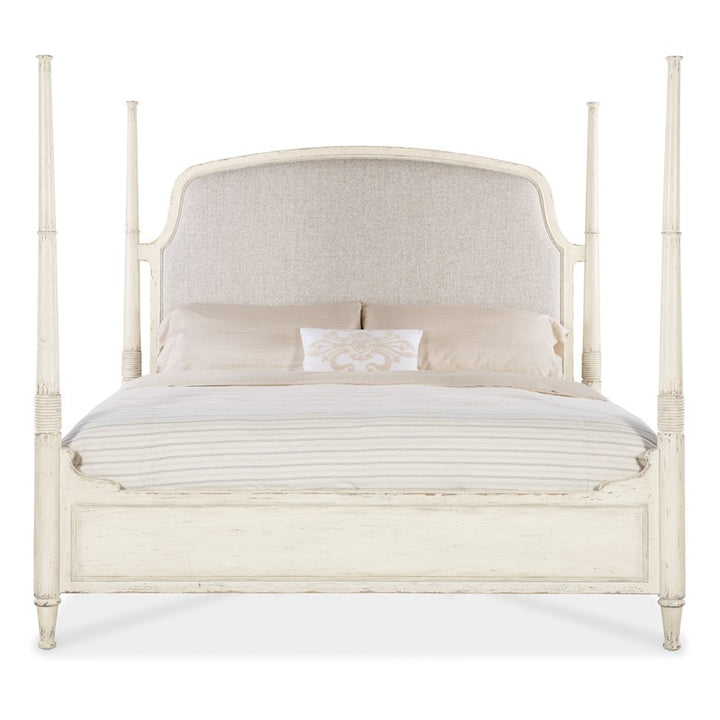 Americana - King Upholstered Poster Bed - White