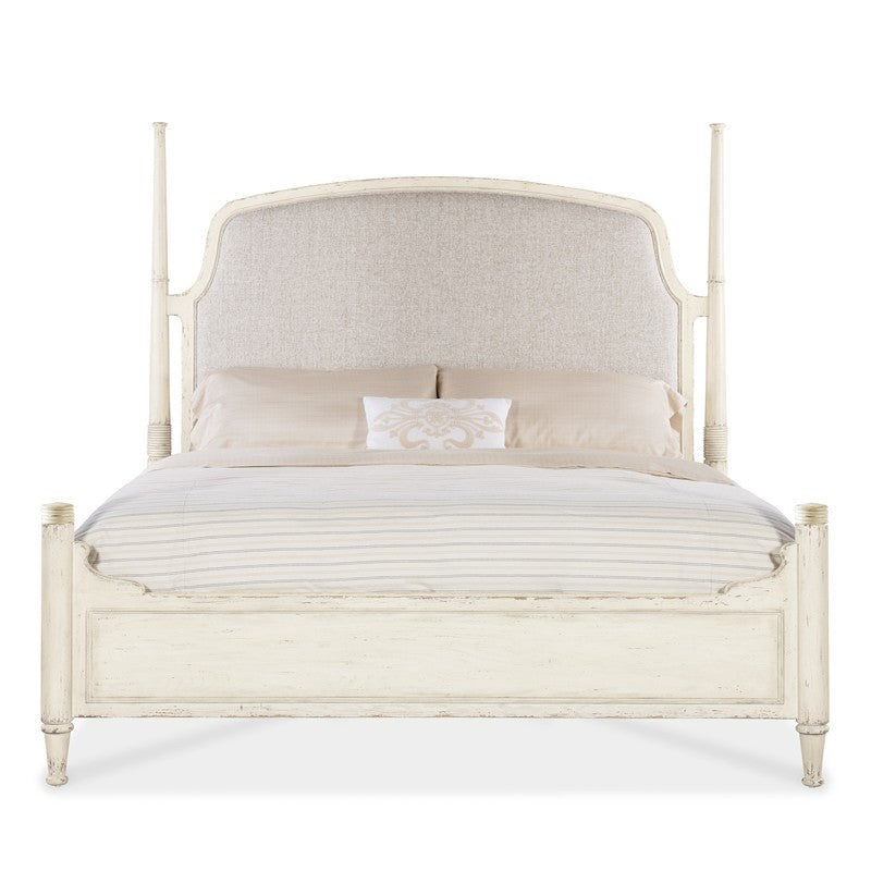 Americana - King Upholstered Poster Bed - White