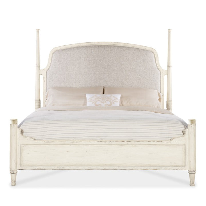 Americana - King Upholstered Poster Bed - White