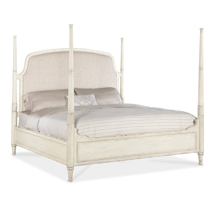 Americana - King Upholstered Poster Bed - White