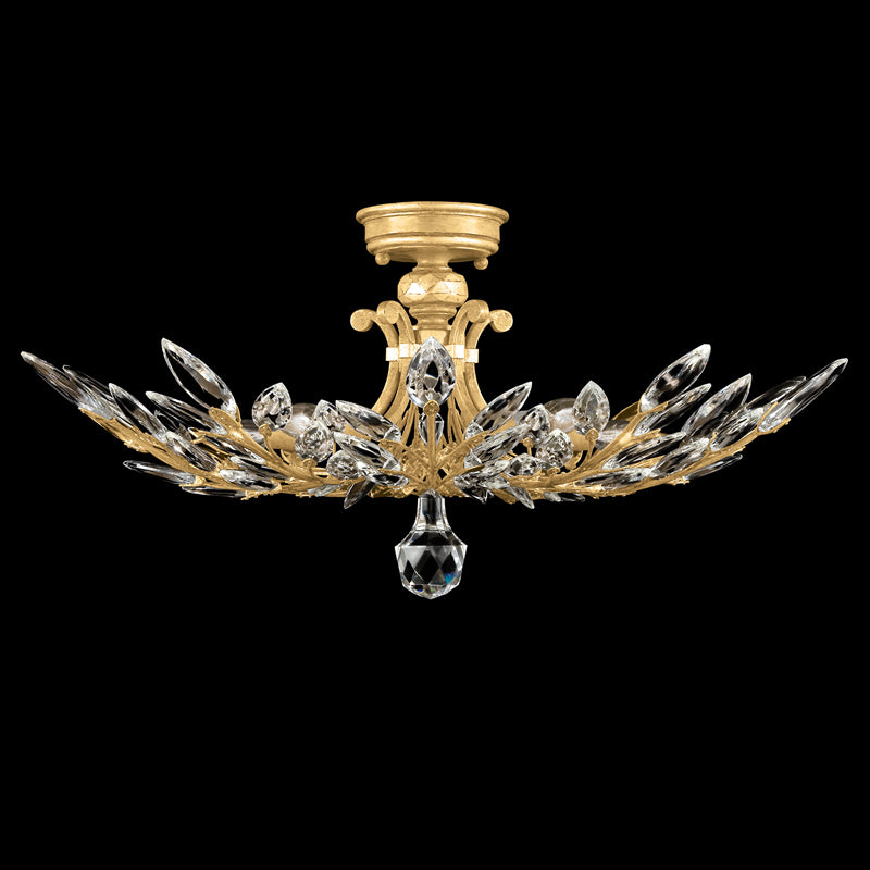 Crystal Laurel 28" Round Semi-Flush Mount