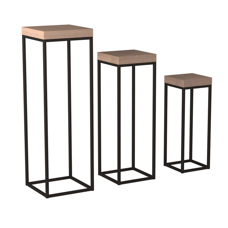 Wood and Metal Pedestals - Set of 3
