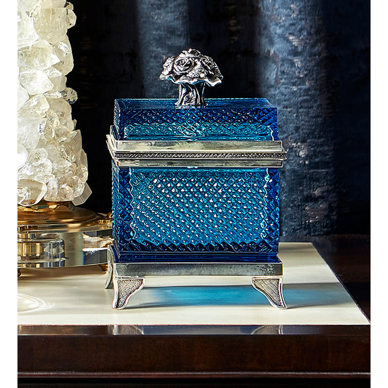 Blue Carved Crystal Box