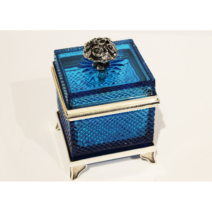 Blue Carved Crystal Box