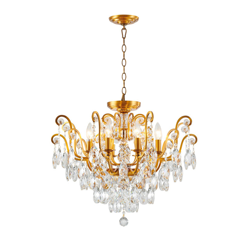 Semi - Flush Mount Eight Light Chandelier