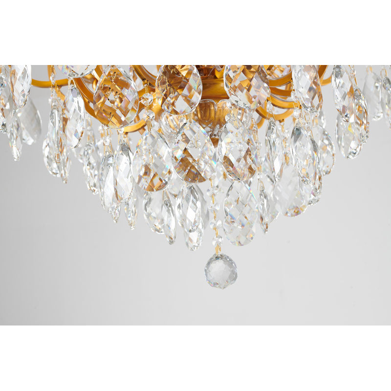Semi - Flush Mount Eight Light Chandelier