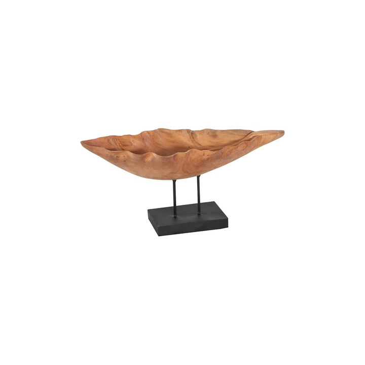 Carved Leaf Sculpture on Stand