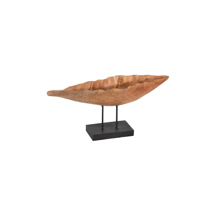 Carved Leaf Sculpture on Stand