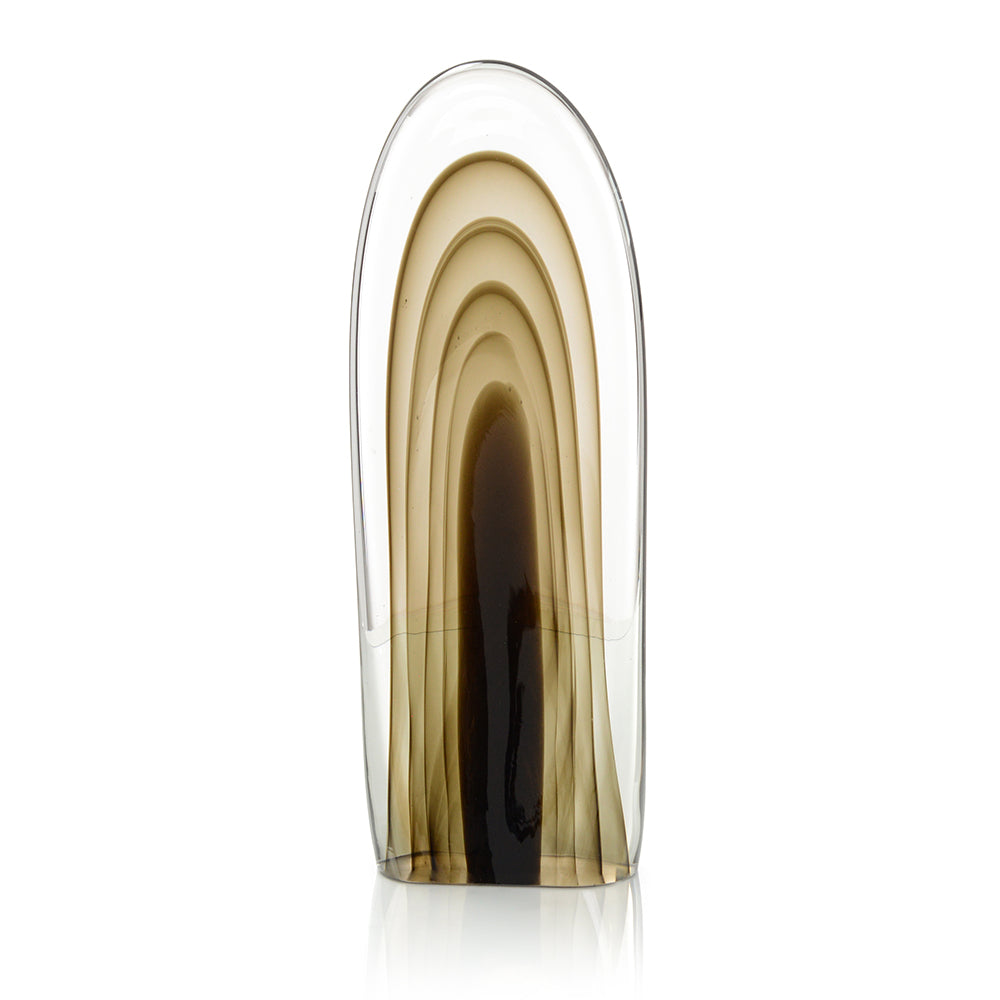 Rippled Brown Handblown Glass Sculpture I